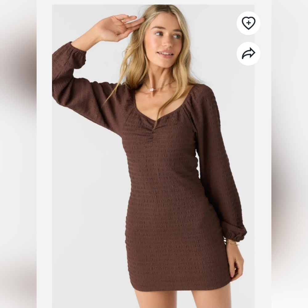 O'NEILL Brown Long Sleeve Dress NWOT Sm - Picture 2 of 9